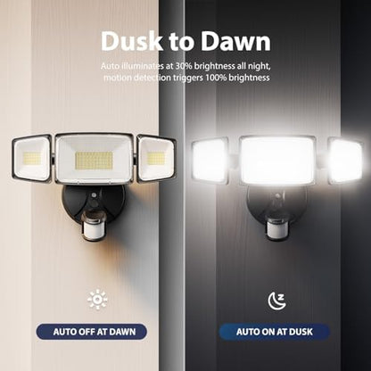 Security Lights Motion Outdoor with Dusk to Dawn, Hardwired Floodlights