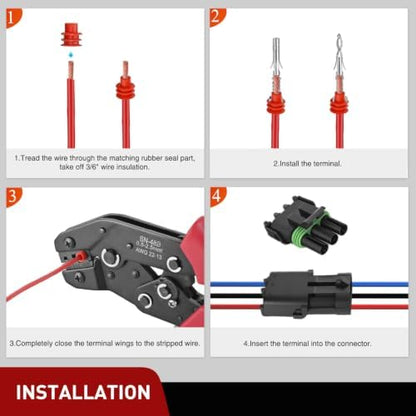 Nilight 284PCS 1 2 3 4 Pin Waterproof Automotive Electrical Connector Kit