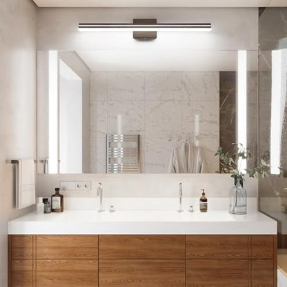 SineRise 32-Inch LED Modern Bathroom Vanity Light Bar, Brown Modern Acrylic Bathroom Wall Lighting Fixtures Over Mirror (Cool White 6000K)