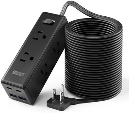 SUPERDANNY 25Ft Extension Cord with Multiple Outlets, Flat Plug Power Strip