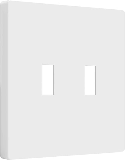 ENERLITES Screwless Double Toggle Switch Wall Plate, Child Safe Dual Light Switch Cover, Standard Size 2-Gang 4.68" x 4.73", Unbreakable Polycarbonate Thermoplastic, UL Listed, SI8812-W, Glossy, White