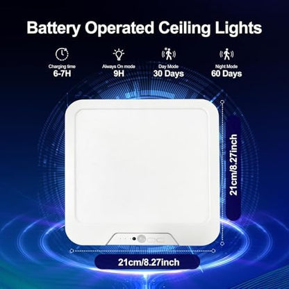 Rechargeable Motion Sensor Ceiling Light with Remote,Square-8.27in,1 Pack