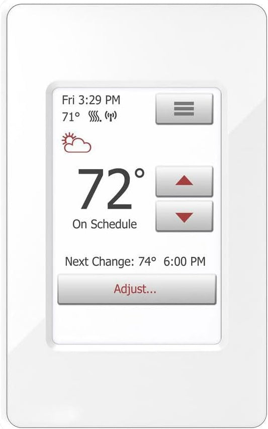 QuietWarmth Thermostat THERMPROTOUCH Color Touch Screen Smart Home/WiFi Thermostat w/Built-in GFCI for Control of 120V or 240V Radiant Heat Includes Floor Sensor