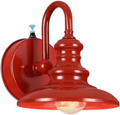 LONEDRUID Dusk to Dawn Sensor Outdoor Gooseneck Barn Light Fixture Red