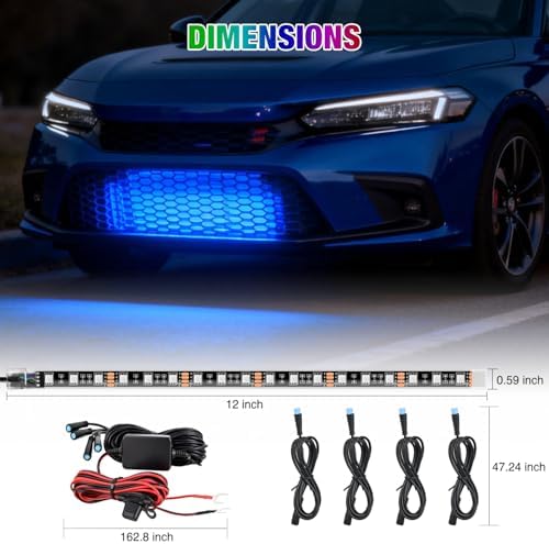 Nilight 4PCS 12" RGB LED Grille Light Strips with APP & Remote Control