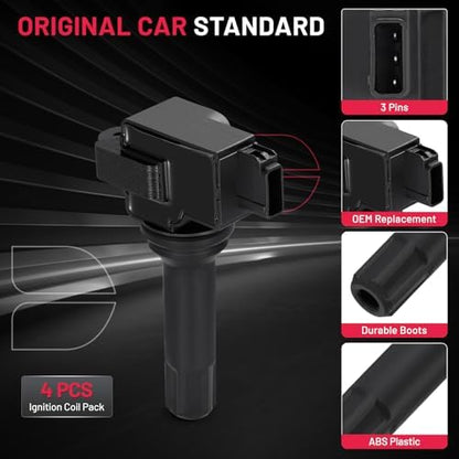 BDFHYK Ignition Coil Packs Compatible with Subaru 2011-2012 Forester 2.5L H4, 2012 Impreza 2.0L H4,Coil for UF664 GN10726 C876 22433AA630 Set of 4
