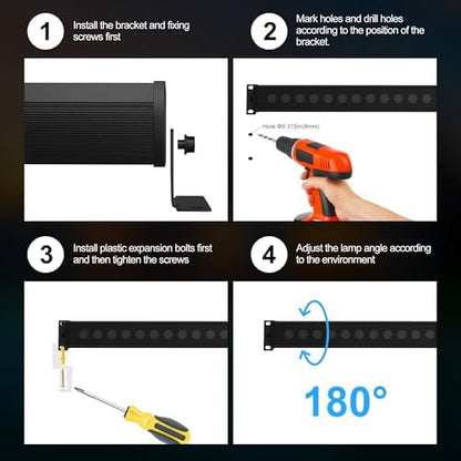 40-Inch Linkable LED Wall Washer Light Bar – Smart RGBCW Color Changing LED, Bluetooth & RF Remote Control, 2700K–6500K Tunable White, 16M Colors, 1–100% Dimmable, IP65 Waterproof