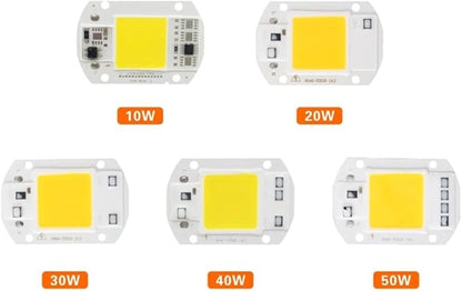 6-Pack, LED COB Chip Spotlight 10W/20W/30W/40W/50W AC110V No Need Driver Smart IC Bulb DIY LED Floodlight Household Bulbs(Cold White,40W)