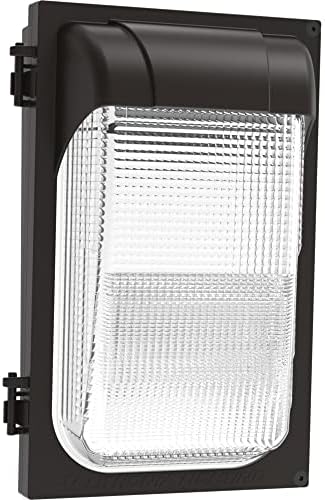 Lithonia Lighting 7.5" Mini LED Wall Pack Outdoor Light Fixture, Building Wall Light, Dusk to Dawn Sensor, 4000K Cool White, MVOLT 120-277V, IP65, Glass Lens, Bronze (TWX1 LED P2 40K MVOLT PE DDBTXD)