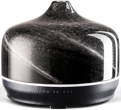 Porseme 500ml Glass Essential Oil Diffuser Aromatherapy Ultrasonic Cool Mist Humidifier 15-21 Running Hours Waterless Auto-Off Air Diffusers for Sleeping Yoga Working Spa(Obsidian)