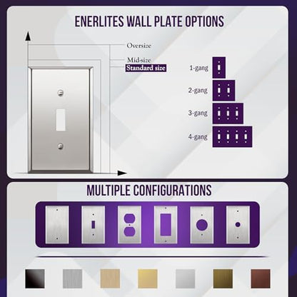 ENERLITES Toggle Switch Metal Wall Plate, 1-Gang, Polished Chrome, Silver