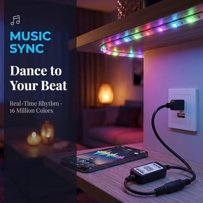 LED Controller with Smartphone App Control, Adjustable Brightness & Speed,5 Second Fast Response, 5-24V Compatible for RGB RGBW Single Color LED Strip, Home Accent Lighting
