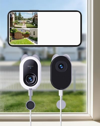 BOTSLAB Dual-Lens 4MP Window Camera for Home Security, No Drill, 2 Pack