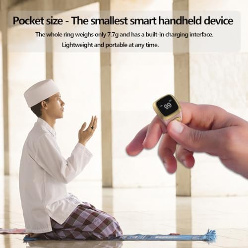 Smart Tasbih Zikr Ring, 20mm Muslim Digital Azan Alarm Clock, Tasbih Counter Smart Ring (Pink)