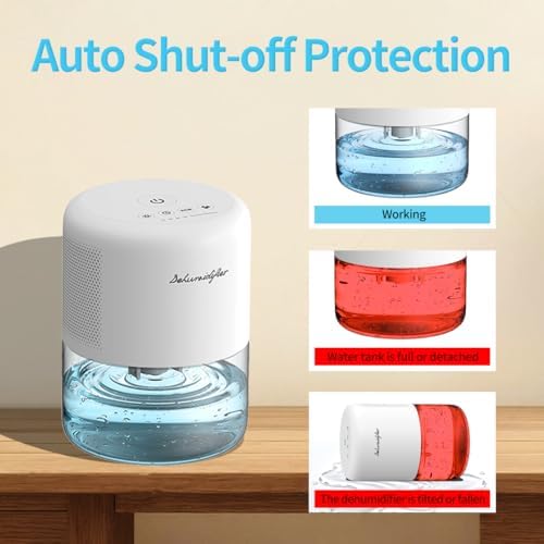 Dehumidifier for Home Small Quiet Dehumidifiers for 44OZ Water Tank Auto Defrost and Shutoff 10 Colors Light 4 Timer Options 3 Modes Portable Dehumidifiers for Bedroom Bathroom Closet RV