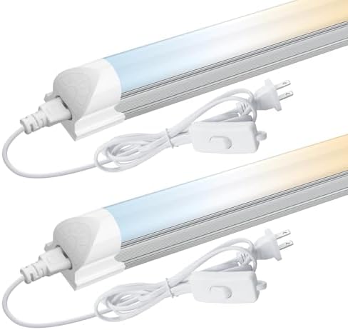 CNSUNWAY LED Shop Lights 1.5FT, 3 Color Changing 3500K/5000K/6500K Linkable