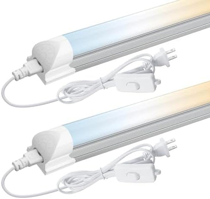 CNSUNWAY LED Shop Lights 1.5FT, 3 Color Changing 3500K/5000K/6500K Linkable