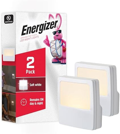 Energizer Night Lights Plug into Wall, 2-Pack, LED Plug in Nightlight