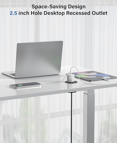 2.5 inch Power Grommet,20W USB-C Charging,1 Outlet with 2 USB C,1 USB Port,Furniture Flush Mount for Desktop,Recessed Power Strip,Workspace Essential Desk Outlet (Black, 6 FT)