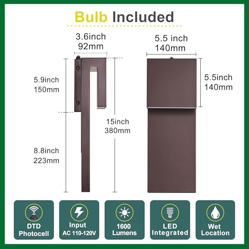 Tarentlight Outdoor Light Fixtures Wall Mount Set of Two, Dusk to Dawn Patio Wall Lamp, Bronze Exterior Lighting Fixtures for Porch, Patio, Backyard, Garage - Waterproof Front Porch Lights