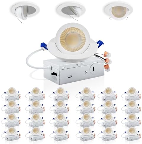 Adetu 3 Inch Gimbal LED Recessed Light, 5CCT, 7W=65W, 798LM, 24 Pack