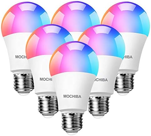 Smart WiFi LED Light Bulbs, Compatible with Alexa and Google Home Assistant, Music Sync Multi Color Changing Bulb, A19 E26 10W 900LM (80W Equivalent), 6-Pack, White, MKA19