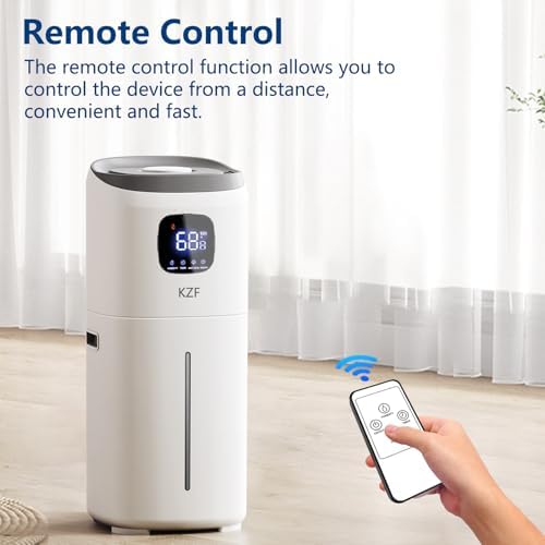 KZF Humidifiers for Bedroom, 15L Large Room Humidifier, 2000 Sq.ft Coverage, 72Hrs Runtime, Top Fill, 26dB Quiet, 3 Mist Levels & Diffuser, Auto Shut-Off, Ready for Baby Nursery Home and Plants