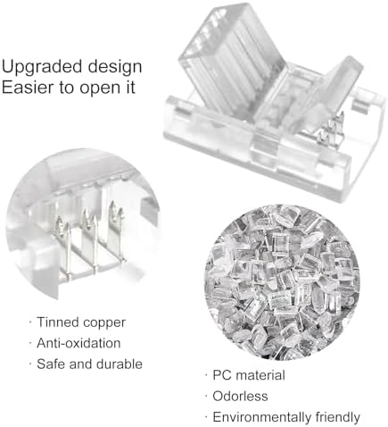 RGBZONE 10Pcs 8mm 4 Pin LED Strip Connectors and 32.8ft 4 Pin RGB Extension Cable Strip to Wire Quick Connection for Waterproof or Non-Waterproof 8mm Wide SMD RGB 5050 LED Strip Lights(IP20/IP65)
