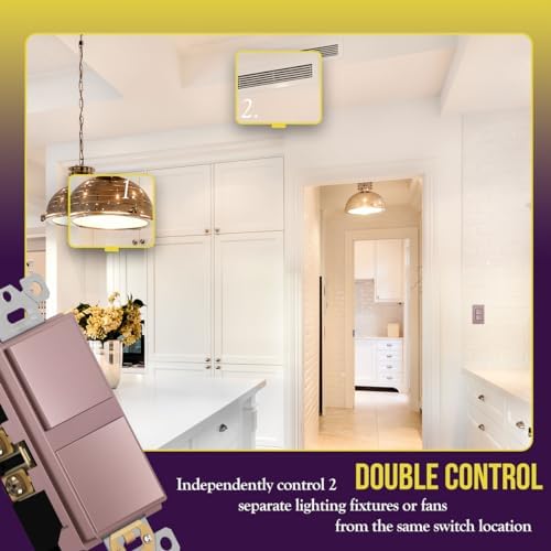 ENERLITES Rose Gold Double Paddle Decorator Single Pole Switch, 15A, 1 Pack