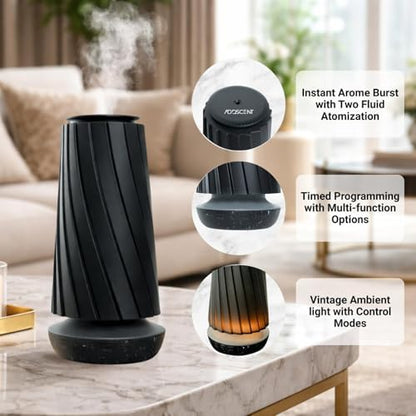 Black Pearl Smart Aroma Machine with Timer - Waterless Fragrance Oil Diffuser 100ml, Bluetooth and Manual Control, Whisper Quiet Operation, Rechargeable for Home, Office, Spa, and Hotel