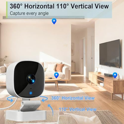 Security Camera Indoor, 2K HD WiFi Cameras for Home Security, Pet/Dog/Baby Camera Monitor with Phone app, 2-Way Audio, Night Vision, 24/7 SD Card Storage, Compatible with iOS & Android(2.4G Only)