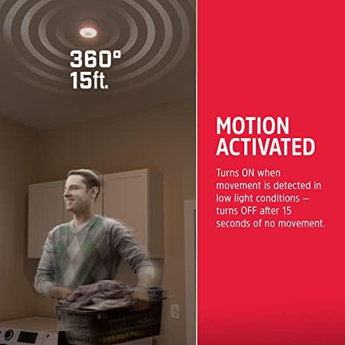 Energizer Motion Sensor Ceiling Light, Battery Operated, 100 Lumens