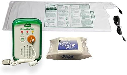 Smart Caregiver & Liberty Bed Alarm Monitor for Fall Prevention - with Wander Prevention Cord and Two Recordable Voice Prompts (Bed Pad - 10x30 inches)