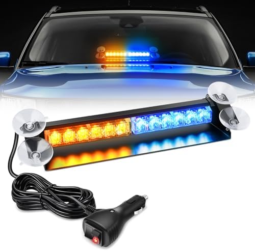 Nilight 12LED Traffic Advisor Strobe Light Bar Amber Blue Hazard Safety