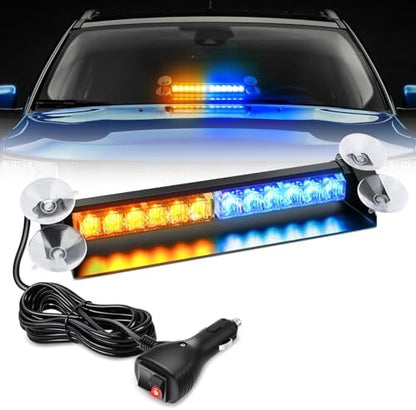 Nilight 12LED Traffic Advisor Strobe Light Bar Amber Blue Hazard Safety