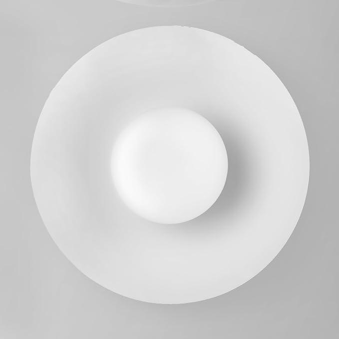 1-Light Matte White Flush Mount Ceiling Light with White Opal Glass Shade | Opal Glass Shade, Low Profile, Modern, Hallway, Bedroom, E26 Base, Model 66000159