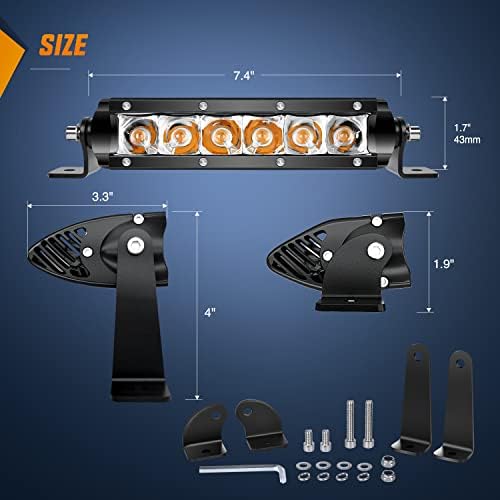 Nilight LED Light Bar Amber 2Pcs 7 Inch 30W Spot 3000LM Super Slim 3D Driving Fog Off Road Work Lights Pods for Trucks Pickup SUV ATV UTV Boat 4x4 Van Camper- 2 Style Mounting