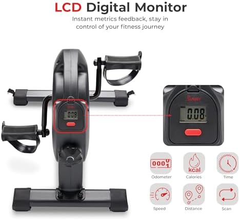 Sunny Health & Fitness Smart Mini Cycle, Under Desk Pedal Arm/Leg Exerciser | Dual Function, Low-Impact Cycle Workout, Rehab/Recovery, Space-Saving Design, Mesh-Belt Resistance, SunnyFit App Connectivity