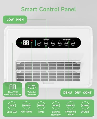 Trazico 21 Pint Dehumidifier for Basement with Drain Hose Up to 1500 Sq.ft