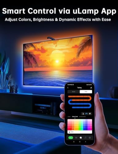 FFJ TV Lights that Change with Screen, 18ft Cuttable LED Backlight