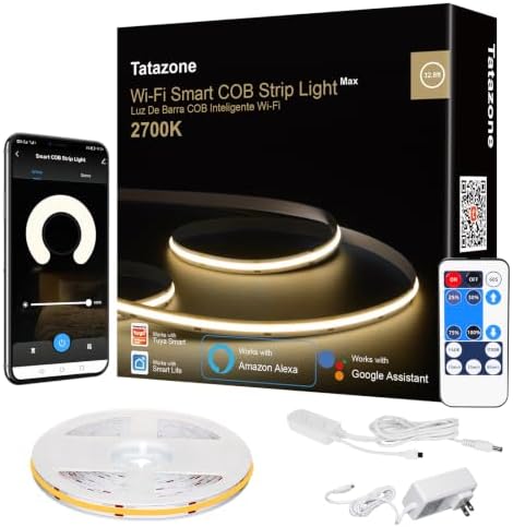 Tatazone WiFi Smart White COB Led Strip Light with Remote