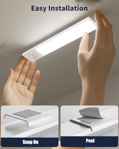 Under Cabinet Lighting, 12 Inch Motion Sensor Light Indoor, 1800mAh USB Rechargeable Closet Light, 3 Color Temperature Operable LED Lights, Can Be Used for Wardrobes, Cabinets, Stairs (3 Pack)
