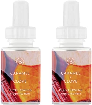 Pura & Becki Owens Home Scent Refill - Smart Home Air Diffuser Fragrance - Long-Lasting Premium Fragrance per Refill - Household Essential - Clean Diffuser Fragrance - 2 Pack, Caramel & Clove
