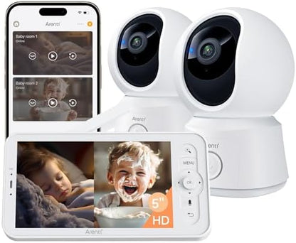 ARENTI Baby Monitor with Camera and Audio B2 Set, 2.4G WiFi with Phone App