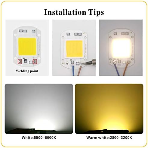 Fengyan Landscape lights LED COB Lamp Chip 10W 20W 30W 40W 50W AC 220V Smart IC LED Beads DIY For LED Floodlight Spotlight Cold White Warm White LED Street Lamp ( Color : Warm White , Size : 10W )