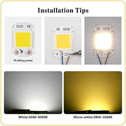 Fengyan Landscape lights LED COB Lamp Chip 10W 20W 30W 40W 50W AC 220V Smart IC LED Beads DIY For LED Floodlight Spotlight Cold White Warm White LED Street Lamp ( Color : Warm White , Size : 10W )