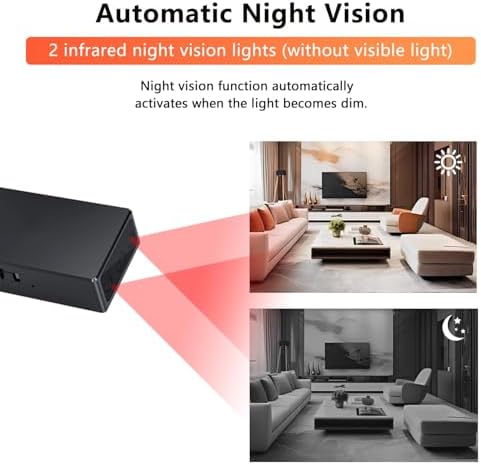 Hidden Camera Spy Camera, Mini Cameras, HD 1080P, Portable Cameras, Indoor Nanny Cam,with Night Vision, Motion Detection, Loop Record, Gravity Sensor, 512GB Max, No-WiFi&APPS