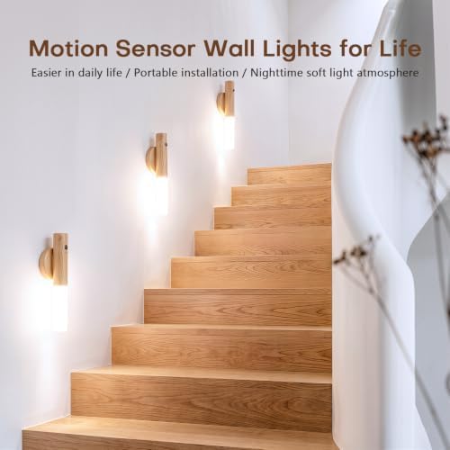 Motion Sensor Wall Lights, Rechargeable Battery Operated Wall Sconce, 1PC
