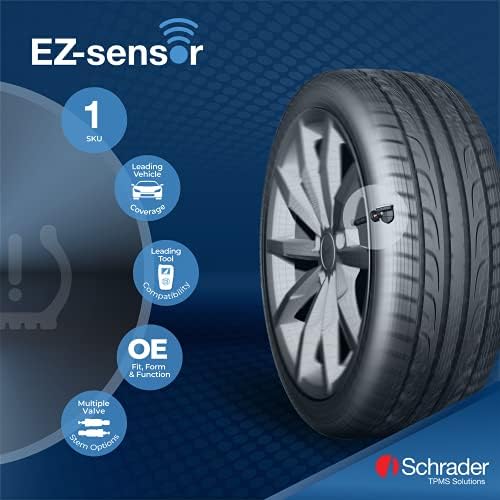 Schrader 33500 EZ-Sensor Single SKU (314.9 MHz, 315 MHz, and 433 MHz) Programmable Snap-in Fixed Angle Valve Tire Pressure Monitoring Sensor (TPMS), Requires Programming Before Installation