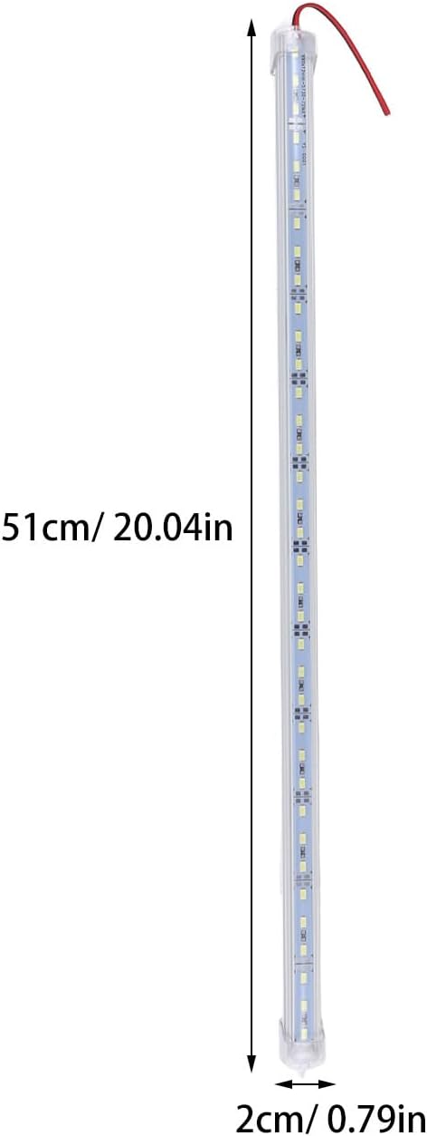 2pcs 20in Rigid Led Strip Bar Light Dc 12v 36 SMD 5630 Aluminium Shell 6000k White Ip65 Waterproof Trailer Lights for for Camper, Boat, Under Cabinet Lighting